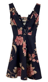 Charlotte Russe Plunging V-neck Floral Tank Dress, Lace-up Back, Cutout Size XS Photo 0