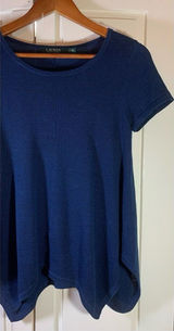 Lauren Ralph Lauren Knit Top‎ Womens Medium Handkerchief Hem Blue Classic Preppy Photo 0