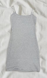 Grey Fitted Spaghetti Strap Mini Dress Size XS/ small Gray Photo 0