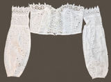 SHEIN XS White Eyelet Lace Crop Top Detachable Sleeves Off Shoulder Halloween Photo 0