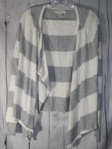 Aeropostale Gray & White Striped Open Casual Draped Preppy Cardigan Sweater Photo 0