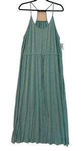 Ann Taylor Loft Beach Maxi Dress Aqua Blue Crochet Racerback Slub Knit NWT 16 Photo 0