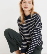 MADEWELL Striped Quilted Sweatshirt Pullover Sweater Top Photo 0