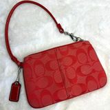 y2k COACH Red Signature Canvas Wristlet Photo 0