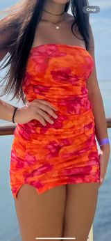 Hot Pink & Orange Mini Dress Photo 0