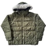 Columbia Sportswear Olive Green Puffer Jacket Faux Fur Removable Hood Womens XL Photo 0