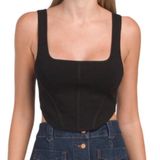 House of Harlow 1960‎ Square Neck Cropped Structured Tank Top in Black Size XS Photo 0