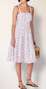 Hutch White Floral Mini Dress Crossback Straps Milkmaid Spring‎ Wedding Guest Photo 0