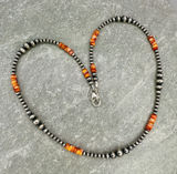18” 3-6mm Navajo Style Sterling Silver Pearls Necklace Photo 0