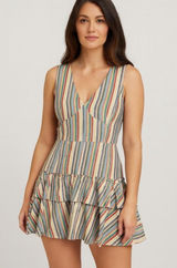 TOMENYC Tiered Mini Dress Tan Size 8 Photo 0