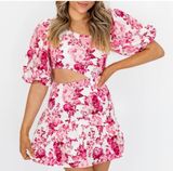 Hello Molly Pink And White Floral Dress Photo 0
