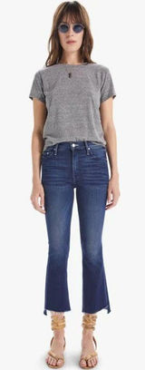 Mother The Insider Crop Step Fray Flare Jean Tongue and Chic Size 26 Photo 0
