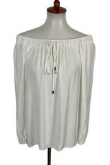 Lola And Sophie Top XS White Off Shoulder Long Sleeve Blouse Romantic Chic Photo 0
