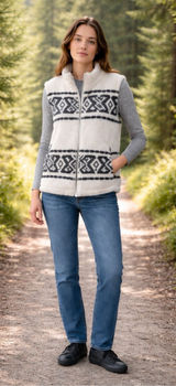 Lucky Brand Large Sherpa Fleece Zip Vest Southwestern Geometric Fair Isle Cozy Photo 0