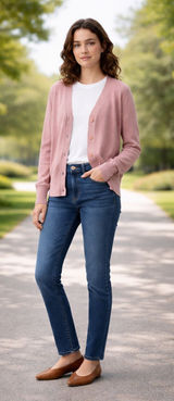 Sundance Mauve Pink Knit V-Neck Button-Down Cardigan Sweater Cottagecore Boho Photo 0