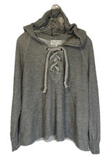 WILDFOX‎ Sweatshirt Hoodie Women’s Small Gray Oversized Lace Up Hutton USA Made Photo 0