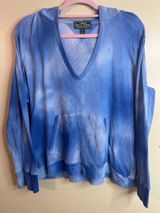 Lauren Active Ralph Lauren Waffle Knit V-Neck Hoodie Blue Tie Dye Sweatshirt XL Photo 0