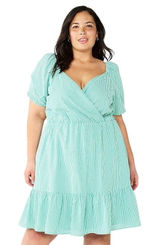 Draper James XXL Dress‎ Green Gingham Surplice Cotton Puff Sleeve Tiered 1827 Photo 0