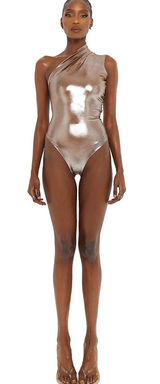 Coucoo Jani Bodysuit Metallic Lucky Penny One Shoulder‎ Women’s Size XS Photo 0