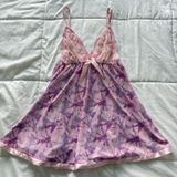 Womens Medium Pink Floral Sexy Sequined Babydoll Chemise Slip Coquette‎ Feminine Photo 0