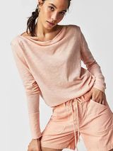 Free People Kimmi Long Sleeve Top in Pretty in Peach Small NWT Photo 0