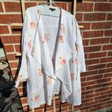 For Cynthia Linen Draped Front Floral 3/4 Sleeves Jacket XL Photo 0