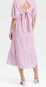Who What Wear‎ Women's Floral Linen Blend Tie Back Midi Dress Purple Size Large Photo 0