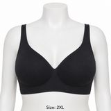 VertVie Womens Seamless‎ Wireless Bra Black Molded Cup 2XL New strap extender Photo 0