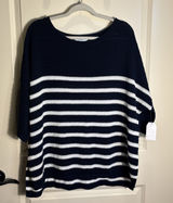 NWT Navy & White Stripe Lightweight‎ Sweater Women Size Medium Nautical Coastal Photo 0