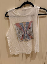 Spiritual Gangster White Graphic Muscle Tank with Pastel Tiger Print Photo 0