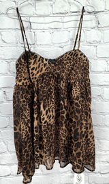 NWT Cider Chiffon Top Women's XL Leopard Babydoll Cami Festival Party Casual Photo 0