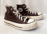 Converse Chocolate Brown Canvas High Top Platform Lace Up Sneakers 6 Photo 0
