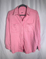 Aerie Womens Pink Lumberjane Button Down Shirt Top Oversized Xxs/Xs Photo 0