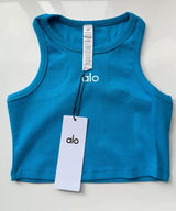 Alo Yoga Ribbed Cropped Racerback Sports Bra (Size S) Photo 0