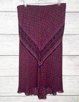 Vintage Express Burgundy Purple Boho Floral Bandana Skirt Size Large Photo 0