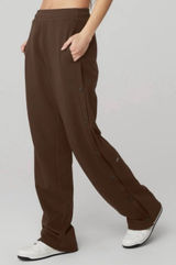 ALO Yoga Courtside tearaway snap pants espresso brown wide leg sweatpants Photo 0