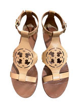 Tory Burch Zoey 10MM Sandals Women 8.5 Sand Tan Leather Cutout Ankle Strap Used Photo 0