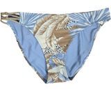 Aerie Women Blue Tan‎ Tropical Palm Leaf Strappy Bikini Bottom Size L 1753-2363 Photo 0