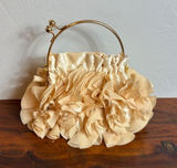 Elegant Clasp Flower Clutch Evening Bag Champagne Gold Chain Photo 0