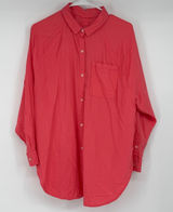 Aerie Women Small Coral Pink Linen Viscose Blend Oversized Button Down Shirt Photo 0