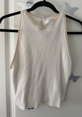 House of Harlow 1960 Cream Ribbed Tank with Knitted Trim Photo 0