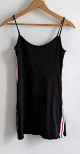 Brandy Melville Black Mini Dress Side Stripe Spaghetti‎ Strap One Size XS/S Photo 0