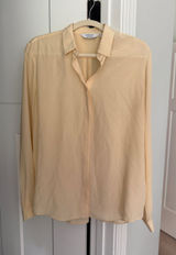 & other stories butter yellow shirt silk‎ long sleeve button up top Photo 0