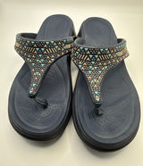 Crocs LiteRide Vibe Flip Sandals Navy Blue Studded Geometric Women 8 206084 Photo 0