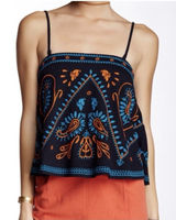 FREE PEOPLE FLIRT ALERT TUBE TOP Black Turquoise Orange WOMEN'S Small Photo 0