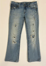 Miss Me JP4369-2L Womens 30 Light Wash Distressed Fleur De Lis Bootcut Jeans Photo 0