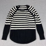 Anthropologie Sweater Womens M Black Striped Crew Neck Raglan Lightweight Photo 0