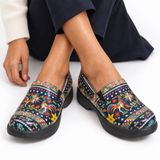Dansko Winona Clogs Navy Multicolor Patent Folk Art Boho Womens EU 39 US 8.5-9 Photo 0