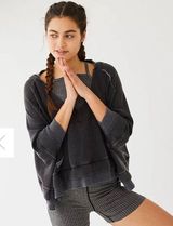 Free People Bonfire Hoodie Relaxed Fit V-Neck Hooded Layered Hem Women Medium Photo 0