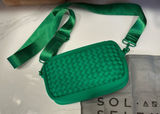 Sol and Selene Inspiration Kelly Green Woven Neoprene Crossbody Shoulder Bag NEW Photo 0